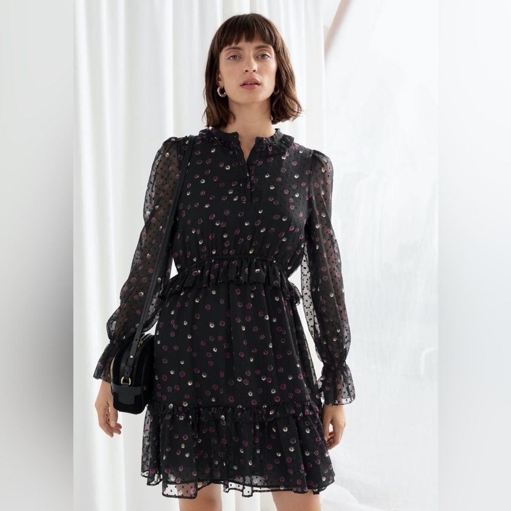 & Other Stories Micro Floral Layered Ruffle Dress | US 10